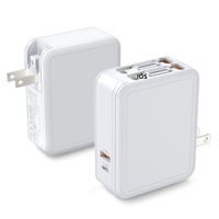 Cargador Rápido GaN PD de 65W, 4 en 1, Cable USB C Retráctil, Cargador de Pared con Enchufe para EE. UU., UE, Reino Unido y Australia, Bloque de Carga Portátil para Teléfono y Laptop
