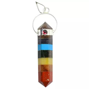 Handmade 7-Chakra Agate <b>Crystal</b> Pendant <b>Necklace</b> Pencil Quartz Gemstone Carved Jewelry Semi-Precious Stone Crafts for <b>Healing</b> - Product Image 1