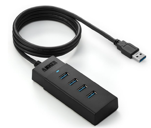 Hub USB 3.0 4 ports avec câble, plastique noir, OEM personnalisable, prêt à être expédié - Product Image 3