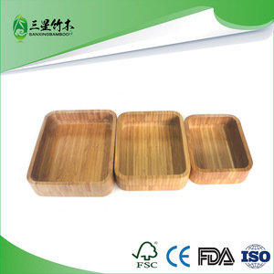Bamboo <b>Square</b> Salad Bowl, Fruit Bowl, Nut and Snack Bowl, Japanese Style Bamboo Bowl and Side Dish Bowl Three-Piece <b>Set</b> - - Product Image 5