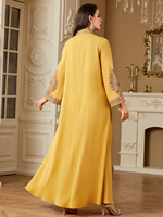 Robe Longue Musulmane M-XXL pour Femme Broderie Abaya Fête Caftan Djellaba Ramadan Maroc Dubaï Kaftan Islam Vestidos Largos