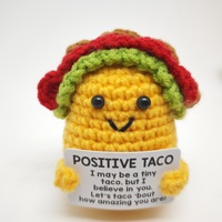 Mini Poupée Pomme de Terre Positive Faite Main au Crochet, pour le Soutien Émotionnel, avec Carte Positive et Motif Bière Joyeuse et Positive, pour Rehausser l'Humeur