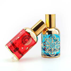 Botella de perfume de vidrio de 30ml con chapado en color de fondo grabado en oro - Product Image 2