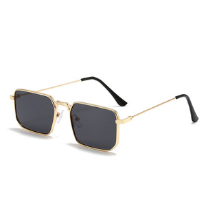 Lunettes de soleil carrées Tiyo à monture intégrale en métal, monture dorée, verres PC, unisexe, protection UV400, classe 2, boîte ABB0354 - Product Image 4