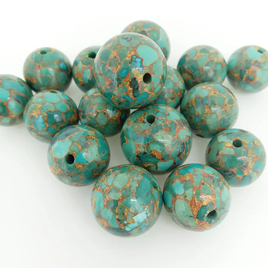 Cabochon en cuivre compressé de couleur Turquoise, pierre de soleil naturelle, perles de 15 à 19mm, pour la fabrication de bijoux à prix bargain