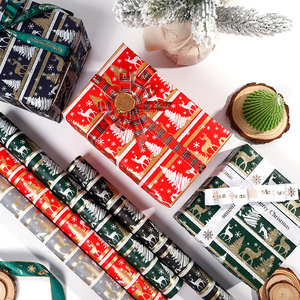 <b>Christmas</b> Kraft <b>Wrapping</b> <b>Paper</b> Roll 43*300cm 80gsm Custom Printed <b>Luxury</b> Gift Tissue for Wholesale - Product Image 1