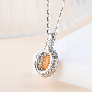 Collar con Colgante de Plata de Ley 925 Chapado en Rodio con Piedra Preciosa de Granate Natural de <span class=keywords><strong>Orande</strong></span>, Proveedor Mayorista para Mujer - Product Image 4