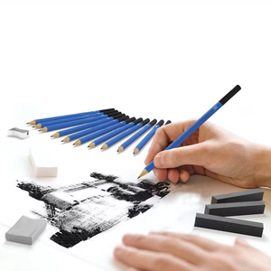 MQCOLOR – Kit <span class=keywords><strong>de</strong></span> 60 crayons fusain bleus et règle en bois, outils <span class=keywords><strong>de</strong></span> croquis certifiés pour aquarelle/gouache/acrylique, le plus vendu - Product Image 5