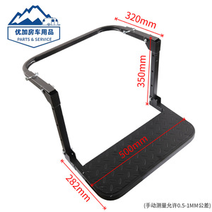 Heavy Duty <b>Foldable</b> Tire <b>Step</b> For Trailer Truck Offroad Steel Black Manual Folding - Product Image 5