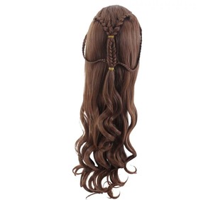 Perruque longue bouclée brune pour femme, cosplay de princesse elfe <span class=keywords><strong>Tauriel</strong></span> pour fête d'Halloween RMOV-007 - Product Image 2