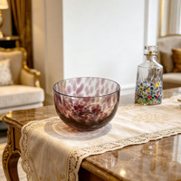 Bol en verre élégant de style vintage à motif écaille de tortue ambré, centre de table décoratif pour la maison et la cuisine