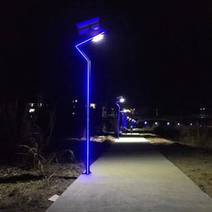 Lampe à pilier à bande bleue <span class=keywords><strong>avec</strong></span> détecteur de mouvement optique pour l'éclairage paysager de jardin, de route, de trottoir, lampadaire solaire - Product Image 2