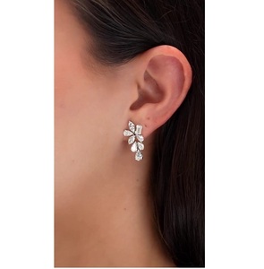 Pendientes de Aro con Diamantes Creados en Laboratorio, Corte Mixto, Personalizados OEM ODM, Plata de Ley 925, Chapados en Oro, Certificados IGI, para Mujer - Product Image 2