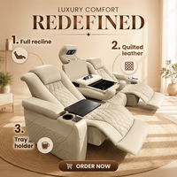 Fauteuil de cinéma électrique moderne de luxe pour intérieur, en cuir véritable noir, fauteuil inclinable individuel, canapé de cinéma maison