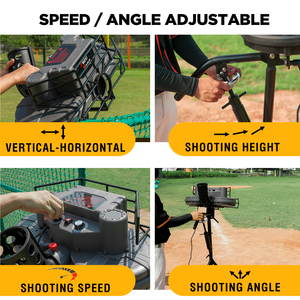 Furlihong 777bha Dual-bánh xe 2 trong 1 bóng chày & Cricket bày máy, góc và tốc độ điều chỉnh, 30-95 MPH - Product Image 3