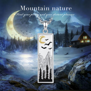 Collana Merryshine in Rame con Motivi Forestali, Montani, Oceanici e Naturali per Sciatori, Escursionisti, Campeggiatori, Alpinisti e Amanti della Natura, <span class=keywords><strong>Gioielli</strong></span> in <span class=keywords><strong>Ossidiana</strong></span> - Product Image 3