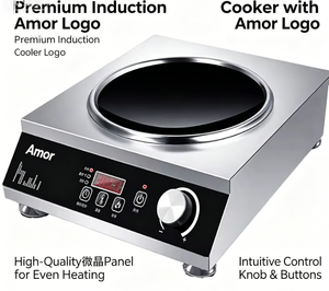 Cuisinière à induction commerciale haute puissance pour usage domestique, commande tactile AU, panneau en cristal noir, étanche, 3500W, acier inoxydable concave - Product Image 6