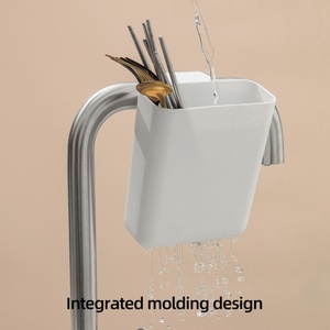 Cesta de almacenamiento de PP autoportante para fregadero de cocina con drenaje eficiente, separa basura, sopas, jugos, utensilios y coladores - Product Image 5