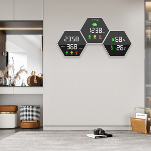 <b>Digital</b> Pm2.5&co2 Monitor <b>Wall</b> Mounted Temperature&humidity Gas Meter Time <b>Clock</b> Air Quality Analyzer Carbon Dioxide Detector - Product Image 4