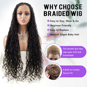 شعر مستعار نسائي ثلاثي الشفاف بدانتيل أمامي كامل شعر مجدل بدانتيل رأس شعر بشري + سروال شعر مستعار Dreadlock - Product Image 6