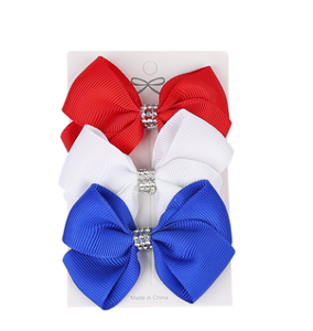 Noeuds pour cheveux faits à la main de haute qualité en gros pour le 4 juillet, accessoires pour cheveux pour filles, pour la fête de l'indépendance, rouge, blanc, bleu marine - Product Image 1