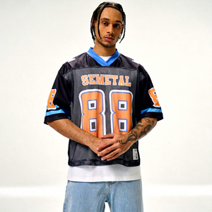 High Quality <b>Polyester</b> Men's Oversized Soccer Sports Tshirts Custom Screen Print V Neck Mesh Rugby Jersey <b>T</b> <b>Shirt</b> - Product Image 1