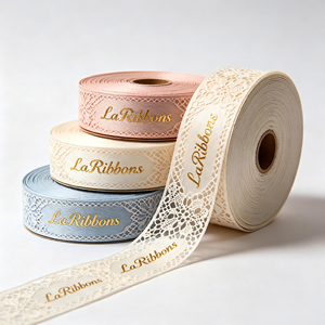 Cinta de grosgrain de poliéster/algodón de 1-1/2 pulgadas con estampado de lámina dorada de una sola cara, fábrica de cintas OEKO-TEX en Vietnam - Product Image 3