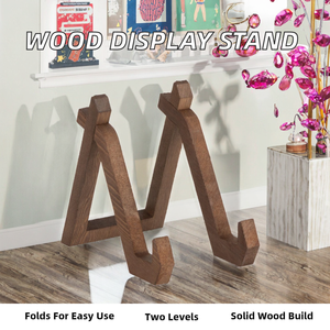 Wood Double Tier Standing Type Foldable Picture Decorative <b>Plate</b> Book Photo Easel <b>Stand</b> Frame Holder for Display - Product Image 2