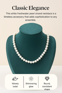 Collier ras de cou en perles d'eau douce naturelles Edison de 8 à 10 mm, plaqué or, qualité AA, blanc, cadeau de mariage/anniversaire de <span class=keywords><strong>carrière</strong></span>, perle - Product Image 3