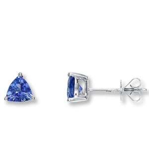 Wholesale 925 Sterling Silver Trillion Cut Tanzanite <b>Stud</b> <b>Earrings</b> - Product Image 1