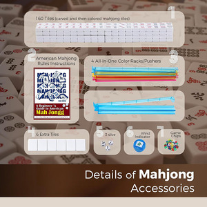 Ensemble de Mahjong américain complet <span class=keywords><strong>pour</strong></span> les voyages, sac de transport pliable imprimé rose, 166 tuiles blanches de qualité supérieure, jeu de <span class=keywords><strong>poker</strong></span> <span class=keywords><strong>pour</strong></span> débutants - Product Image 3