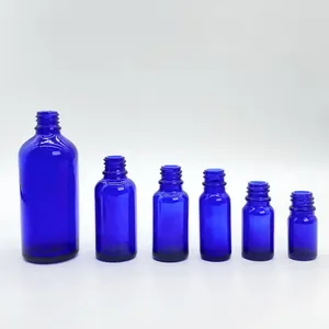Groothandel 5Ml 10Ml 15Ml 20Ml 30Ml 50Ml 100Ml Kobaltblauwe Etherische Olie Lege Glazen Kindveilige Dop Druppelfles