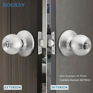 Roeasy Knob Lock 587SS Stainless Steel Door Lock Set Cylindrical Round Handle Door Lock For Bedroom Bathroom