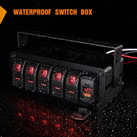 Panel saklar Rocker Universal, Voltmeter USB 3.0 pengisian cepat 5 v-24 V dan 1 Gang untuk kendaraan laut dan truk (merah)