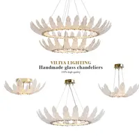 Luxus Kronleuchter Beleuchtung modernen Snow Leaf Kronleuchter, Glas Kronleuchter modernen, geschmolzenen Glas Kronleuchter