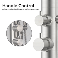 Robinet de douche extérieur moderne en acier inoxydable 304 brossé, chaud/froid, à poser au sol, avec design pluie pour piscine