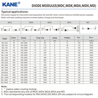 Module de diode à pont redresseur haute puissance à thyristor MDC 110A 1600V, convertisseur de fréquence en silicium pour démarrage progressif du moteur et onduleur