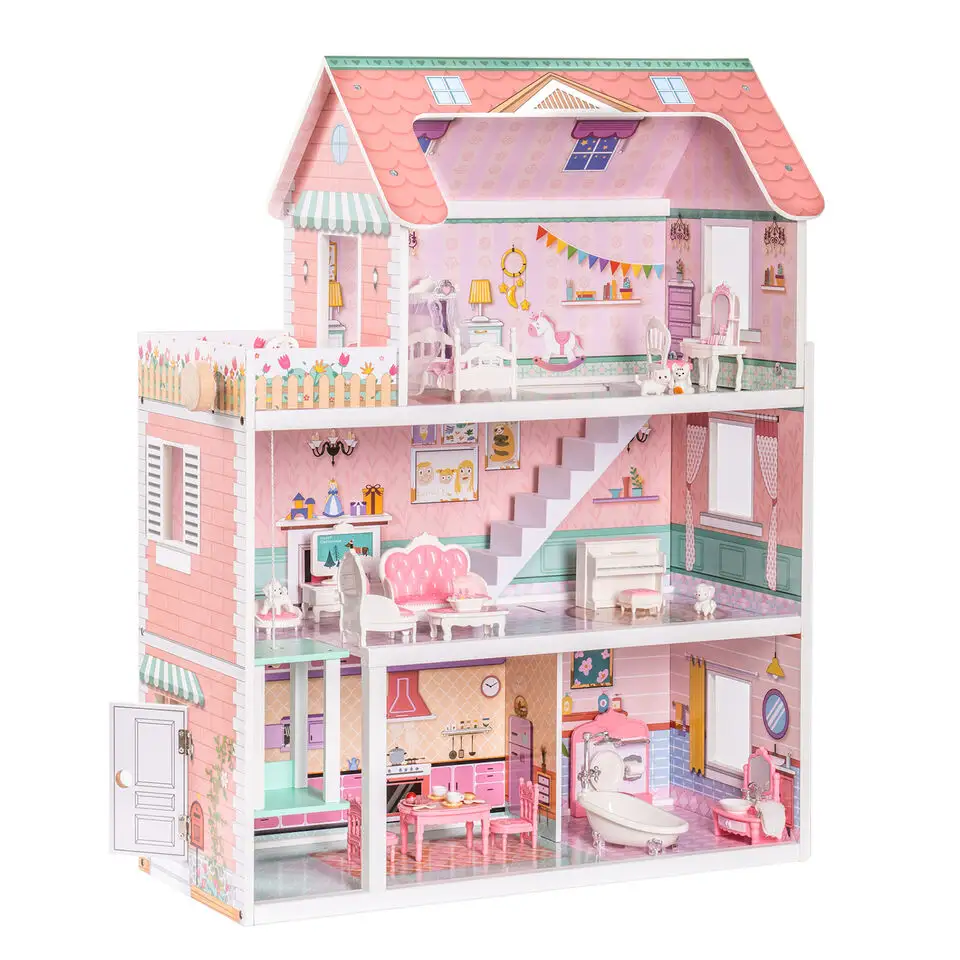 Красивая игрушка для принцессы, кукла из дерева, кукольный домик 1:6 мечты, набор для игр для детей 3 +, подарки для девочек с богатой деревянной мебелью