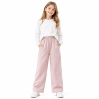 Pantalones Deportivos Anchos para Niños, Cintura Alta, 69% Algodón, Tejido Grueso, Costura Curva, Ropa de Estar por Casa para Niñas y Niños de 4 a 14 Años, Personalizado OEM