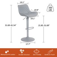 Tabourets de bar blancs de 24 pouces en cuir PU capitonné pour îlot de cuisine/comptoir de cuisine avec dossier