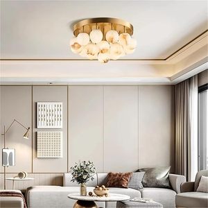 Alabaster Brass <b>LED</b> AC <b>Ceiling</b> <b>Light</b> <b>Modern</b> Minimalist Globe Semi-Flush Mount Bedroom Living Room Designer High-End - Product Image 2