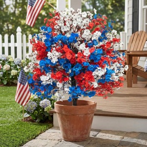 Fleur artificielle Gypsophile rouge, blanc et bleu à insérer dans le sol, décoration patriotique pour la maison, le jardin extérieur, la fête de l'Indépendance - Product Image 4