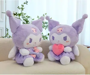 Good Anime Kawaii Large Size Kuromi With Love Heart Plush Sanrioed Doll Machine Plush Toys Gift Sofa Bed Kids Sleeping Doll