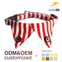 Collier pour animaux de compagnie réglable à dégagement rapide, rayé rouge et blanc, avec boutons et clochette, accessoires de déguisement formel pour chiens et chats