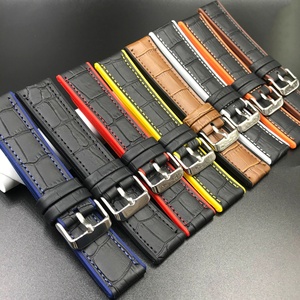 <span class=keywords><strong>Bracelet</strong></span> sport pour <span class=keywords><strong>homme</strong></span> <span class=keywords><strong>20mm</strong></span> 22mm Bracelets de <span class=keywords><strong>montre</strong></span> en silicone fibre de carbone et <span class=keywords><strong>cuir</strong></span> <span class=keywords><strong>Bracelet</strong></span> de remplacement anti-transpiration avec accessoires - Product Image 1