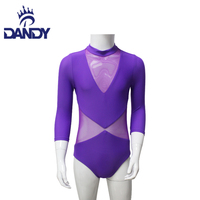 Justaucorps violet en gros Body de ballet avec logo personnalisé Vêtements de compétition de danse pour filles