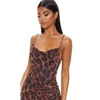 Robe mini à bretelles, cordon de serrage, sexy, tenue de club, mode Y2k, robe décontractée, vente en gros, robes léopard pour femmes