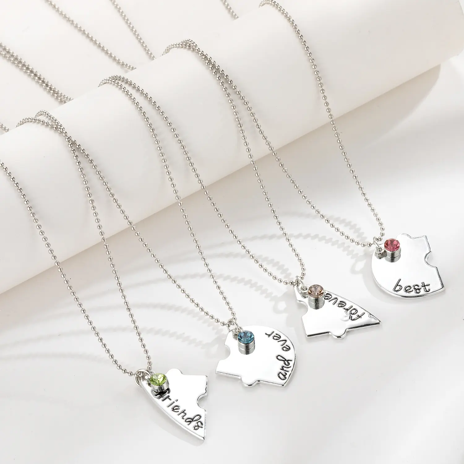 4 buah set Best Friend Forever Kalung Set pasangan liontin pelangi Heartbreak Good Friend kalung perhiasan hadiah terbaik