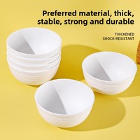 Ensemble de bols, assiettes et tasses en mélamine durable blanc et gris avec motif rayé peint à la main, design moderne minimaliste, forme circulaire, ensemble cadeau