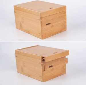 Urne rectangulaire en bambou écologique, avec couvercle coulissant dissimulé, conteneur de rangement commémoratif pour cendres d'animaux de compagnie - Product Image 3